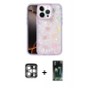 MARSİLYAN™- iPhone 15 Pro Max Kılıf Odak Prime - Şeffaf 360 Full Body Arka Koruyucu + PVD Metal Kamera Lens - GS