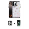 MARSİLYAN™- iPhone 15 Pro Max Kılıf Odak Prime - Şeffaf 360 Full Body Arka Koruyucu + PVD Metal Kamera Lens - GS