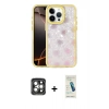 MARSİLYAN™- iPhone 15 Pro Max Kılıf Odak Prime - Şeffaf Pasifik Cam Ekran Koruyucu + PVD Metal Kamera Lens - GI