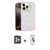 MARSİLYAN™- iPhone 15 Pro Max Kılıf Odak Prime - Şeffaf Pasifik Cam Ekran Koruyucu + PVD Metal Kamera Lens - SH