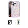 MARSİLYAN™- iPhone 15 Pro Max Kılıf Odak Prime - Şeffaf Pasifik Cam Ekran Koruyucu + PVD Metal Kamera Lens - SH
