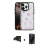MARSİLYAN™- iPhone 15 Pro Max Kılıf Odak Prime - Siyah 3D Antistatik Hayalet Cam Ekran Koruyucu + Raze Metal Kamera Lens - GS