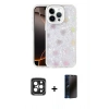 MARSİLYAN™- iPhone 15 Pro Max Kılıf Odak Prime - Siyah 3D Antistatik Hayalet Cam Ekran Koruyucu + PVD Metal Kamera Lens - SH
