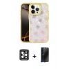 MARSİLYAN™- iPhone 15 Pro Max Kılıf Odak Prime - Siyah 3D Antistatik Hayalet Cam Ekran Koruyucu + PVD Metal Kamera Lens - SH