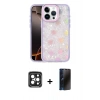 MARSİLYAN™- iPhone 15 Pro Max Kılıf Odak Prime - Siyah 3D Antistatik Hayalet Cam Ekran Koruyucu + PVD Metal Kamera Lens - SH
