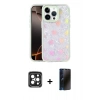 MARSİLYAN™- iPhone 15 Pro Max Kılıf Odak Prime - Siyah 3D Antistatik Hayalet Cam Ekran Koruyucu + PVD Metal Kamera Lens - SH