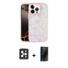 MARSİLYAN™- iPhone 15 Pro Max Kılıf Odak Prime - Siyah 3D Antistatik Hayalet Cam Ekran Koruyucu + PVD Metal Kamera Lens - SH