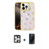 MARSİLYAN™- iPhone 15 Pro Max Kılıf Odak Prime - Siyah 3D Antistatik Hayalet Cam Ekran Koruyucu + PVD Metal Kamera Lens - GS