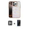 MARSİLYAN™- iPhone 15 Pro Max Kılıf Odak Prime - Siyah 3D Antistatik Hayalet Cam Ekran Koruyucu + PVD Metal Kamera Lens - SH