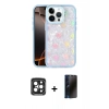 MARSİLYAN™- iPhone 15 Pro Max Kılıf Odak Prime - Siyah 3D Antistatik Hayalet Cam Ekran Koruyucu + PVD Metal Kamera Lens - SH