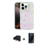 MARSİLYAN™- iPhone 15 Pro Max Kılıf Odak Prime - Siyah 3D Antistatik Hayalet Cam Ekran Koruyucu + Siyah Raze Metal Kamera Lens