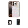MARSİLYAN™- iPhone 15 Pro Max Kılıf Odak Prime - Siyah 3D Antistatik Hayalet Cam Ekran Koruyucu + PVD Metal Kamera Lens - TU