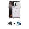 MARSİLYAN™- iPhone 15 Pro Max Kılıf Odak Prime - Siyah 3D Antistatik Seramik Nano Ekran Koruyucu + Titanyum Gri Raze Metal Kamera Lens