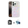 MARSİLYAN™- iPhone 15 Pro Max Kılıf Odak Prime - Siyah 3D Antistatik Seramik Nano Ekran Koruyucu + Turuncu PVD Metal Kamera Lens