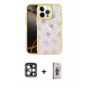 MARSİLYAN™- iPhone 15 Pro Max Kılıf Odak Prime - Siyah Bilvis 3D Cam Ekran Koruyucu + PVD Metal Kamera Lens - LT
