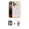 MARSİLYAN™- iPhone 15 Pro Max Kılıf Odak Prime - Siyah Bilvis 3D Mat Cam Ekran Koruyucu + Lacivert PVD Metal Kamera Lens