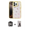 MARSİLYAN™- iPhone 15 Pro Max Kılıf Odak Prime - Siyah Bilvis Hayalet Cam Ekran Koruyucu + PVD Metal Kamera Lens - TU