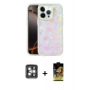 MARSİLYAN™- iPhone 15 Pro Max Kılıf Odak Prime - Siyah Buffer Cam Ekran Koruyucu + Gri PVD Metal Kamera Lens