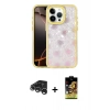 MARSİLYAN™- iPhone 15 Pro Max Kılıf Odak Prime - Siyah Buffer Cam Ekran Koruyucu + Gümüş Raze Metal Kamera Lens