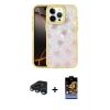 MARSİLYAN™- iPhone 15 Pro Max Kılıf Odak Prime - Siyah Buffer Hayalet Cam Ekran Koruyucu + Raze Metal Kamera Lens - LT