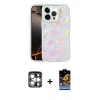 MARSİLYAN™- iPhone 15 Pro Max Kılıf Odak Prime - Siyah Buffer Hayalet Cam Ekran Koruyucu + PVD Metal Kamera Lens - GS