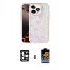 MARSİLYAN™- iPhone 15 Pro Max Kılıf Odak Prime - Siyah Buffer Hayalet Cam Ekran Koruyucu + PVD Metal Kamera Lens - LT