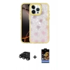 MARSİLYAN™- iPhone 15 Pro Max Kılıf Odak Prime - Siyah Buffer Hayalet Cam Ekran Koruyucu + Raze Metal Kamera Lens - SH