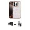 MARSİLYAN™- iPhone 15 Pro Max Kılıf Odak Prime - Siyah Vanessa Magic Hayalet Cam + Gümüş Raze Metal Kamera Lens