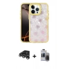 MARSİLYAN™- iPhone 15 Pro Max Kılıf Odak Prime - Siyah Vanessa Magic Hayalet Cam + Gümüş Raze Metal Kamera Lens