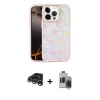 MARSİLYAN™- iPhone 15 Pro Max Kılıf Odak Prime - Siyah Vanessa Magic Hayalet Cam + Gümüş Raze Metal Kamera Lens