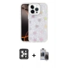 MARSİLYAN™- iPhone 15 Pro Max Kılıf Odak Prime - Siyah Vanessa Magic Hayalet Cam + PVD Metal Kamera Lens - GI
