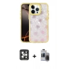 MARSİLYAN™- iPhone 15 Pro Max Kılıf Odak Prime - Siyah Vanessa Magic Hayalet Cam + PVD Metal Kamera Lens - GI