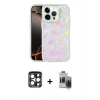 MARSİLYAN™- iPhone 15 Pro Max Kılıf Odak Prime - Siyah Vanessa Magic Hayalet Cam + PVD Metal Kamera Lens - LT