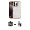 MARSİLYAN™- iPhone 15 Pro Max Kılıf Odak Prime - Siyah Vanessa Magic Hayalet Cam + PVD Metal Kamera Lens - TU