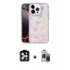 MARSİLYAN™- iPhone 15 Pro Max Kılıf Odak Prime - Siyah Vanessa Magic Hayalet Cam + PVD Metal Kamera Lens - TU