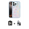 MARSİLYAN™- iPhone 15 Pro Max Kılıf Odak Prime - Siyah Vanessa Magic Hayalet Cam + PVD Metal Kamera Lens - TU