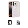 MARSİLYAN™- iPhone 15 Pro Max Kılıf Odak Prime - Siyah Vanessa Magic Hayalet Cam + PVD Metal Kamera Lens - TU