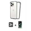 MARSİLYAN™- iPhone 15 Pro Max Kılıf Pusula Asil Koleksiyonu - Şeffaf 360 Full Body Arka Koruyucu + PVD Metal Kamera Lens - GI