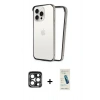 MARSİLYAN™- iPhone 15 Pro Max Kılıf Pusula Asil Koleksiyonu - Şeffaf Pasifik Cam Ekran Koruyucu + PVD Metal Kamera Lens - LT