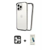 MARSİLYAN™- iPhone 15 Pro Max Kılıf Pusula Asil Koleksiyonu - Şeffaf Pasifik Cam Ekran Koruyucu + PVD Metal Kamera Lens - GS