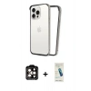 MARSİLYAN™- iPhone 15 Pro Max Kılıf Pusula Asil Koleksiyonu - Şeffaf Pasifik Cam Ekran Koruyucu + PVD Metal Kamera Lens - TU