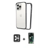 MARSİLYAN™- iPhone 15 Pro Max Kılıf Pusula Asil Koleksiyonu - Siyah 360 Mat Full Body Arka Koruyucu + PVD Metal Kamera Lens - SH
