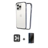 MARSİLYAN™- iPhone 15 Pro Max Kılıf Pusula Asil Koleksiyonu - Siyah 3D Antistatik Hayalet Cam Ekran Koruyucu + PVD Metal Kamera Lens - GI