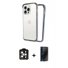 MARSİLYAN™- iPhone 15 Pro Max Kılıf Pusula Asil Koleksiyonu - Siyah 3D Antistatik Hayalet Cam Ekran Koruyucu + PVD Metal Kamera Lens - TU