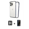 MARSİLYAN™- iPhone 15 Pro Max Kılıf Pusula Asil Koleksiyonu - Siyah 3D Antistatik Hayalet Cam Ekran Koruyucu + PVD Metal Kamera Lens - SH