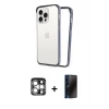 MARSİLYAN™- iPhone 15 Pro Max Kılıf Pusula Asil Koleksiyonu - Siyah 3D Antistatik Hayalet Cam Ekran Koruyucu + Gümüş PVD Metal Kamera Lens