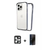 MARSİLYAN™- iPhone 15 Pro Max Kılıf Pusula Asil Koleksiyonu - Siyah 3D Antistatik Hayalet Cam Ekran Koruyucu + PVD Metal Kamera Lens - LT