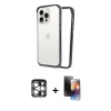 MARSİLYAN™- iPhone 15 Pro Max Kılıf Pusula Asil Koleksiyonu - Siyah 3D Antistatik Mat Seramik Nano Ekran Koruyucu + PVD Metal Kamera Lens - GS
