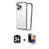 MARSİLYAN™- iPhone 15 Pro Max Kılıf Pusula Asil Koleksiyonu - Siyah 3D Antistatik Mat Seramik Nano Ekran Koruyucu + Turuncu PVD Metal Kamera Lens
