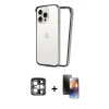 MARSİLYAN™- iPhone 15 Pro Max Kılıf Pusula Asil Koleksiyonu - Siyah 3D Antistatik Mat Seramik Nano Ekran Koruyucu + PVD Metal Kamera Lens - GS